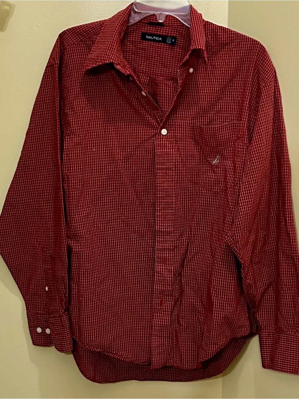 Nautica Men's Red Micro-Check Button-Down Shirt